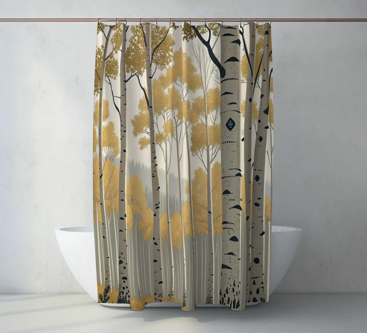 Un boschetto di Aspen dorati in autunno: Un digitale sereno e moderno tenda da doccia da Artistic-shop