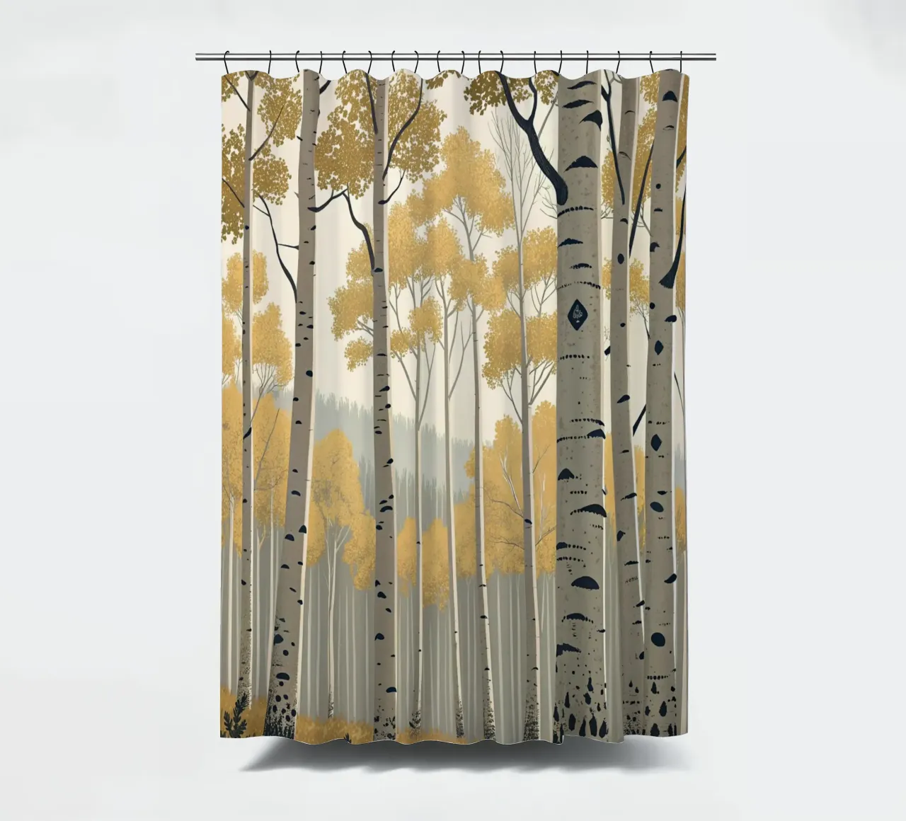 Un boschetto di Aspen dorati in autunno: Un digitale sereno e moderno tenda da doccia da Artistic-shop