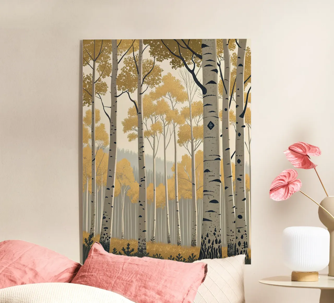 Un boschetto di Aspen dorati in autunno: Un digitale sereno e moderno plexiglass da Artistic-shop