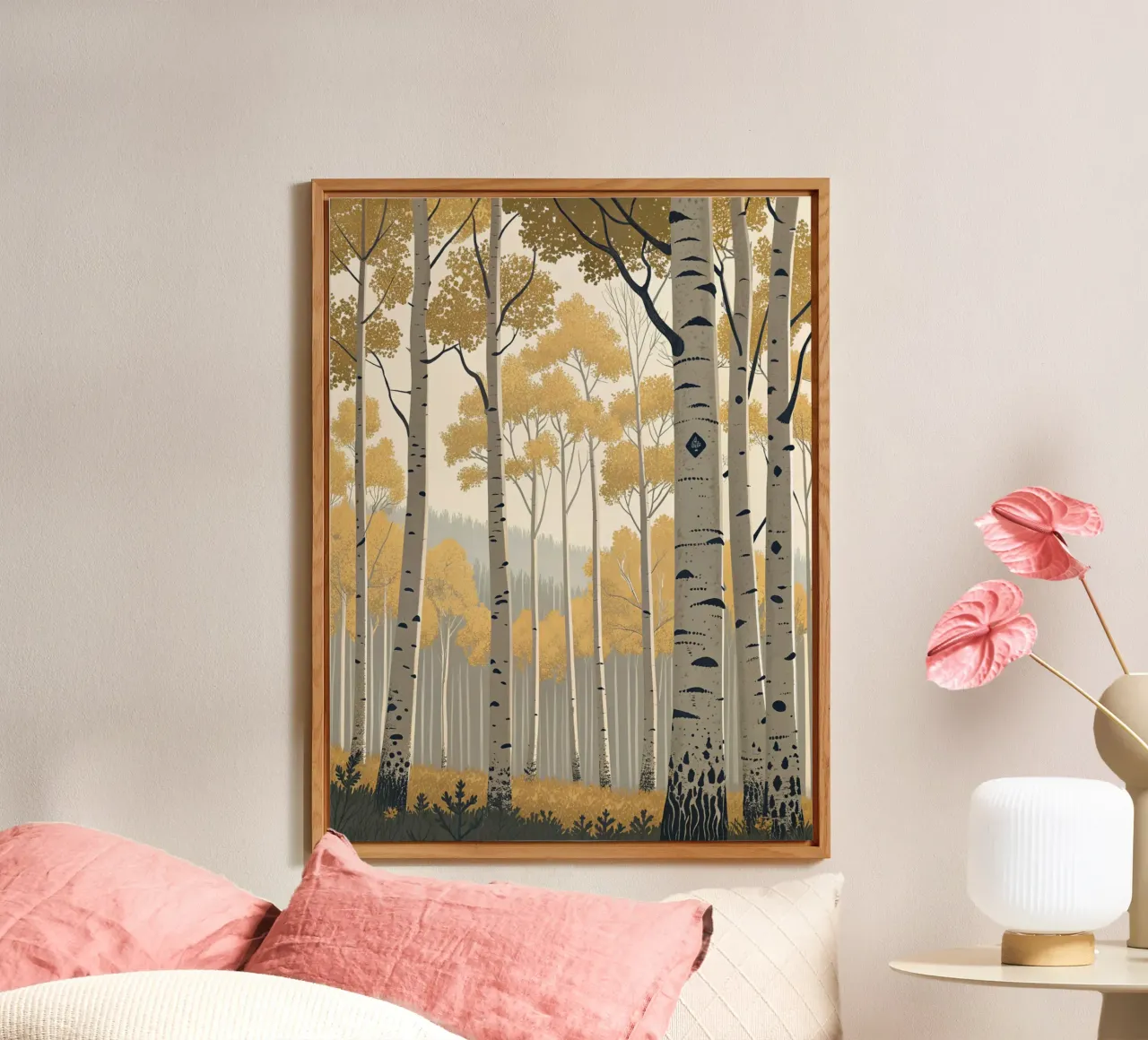 Un boschetto di Aspen dorati in autunno: Un digitale sereno e moderno alluminio dibond da Artistic-shop
