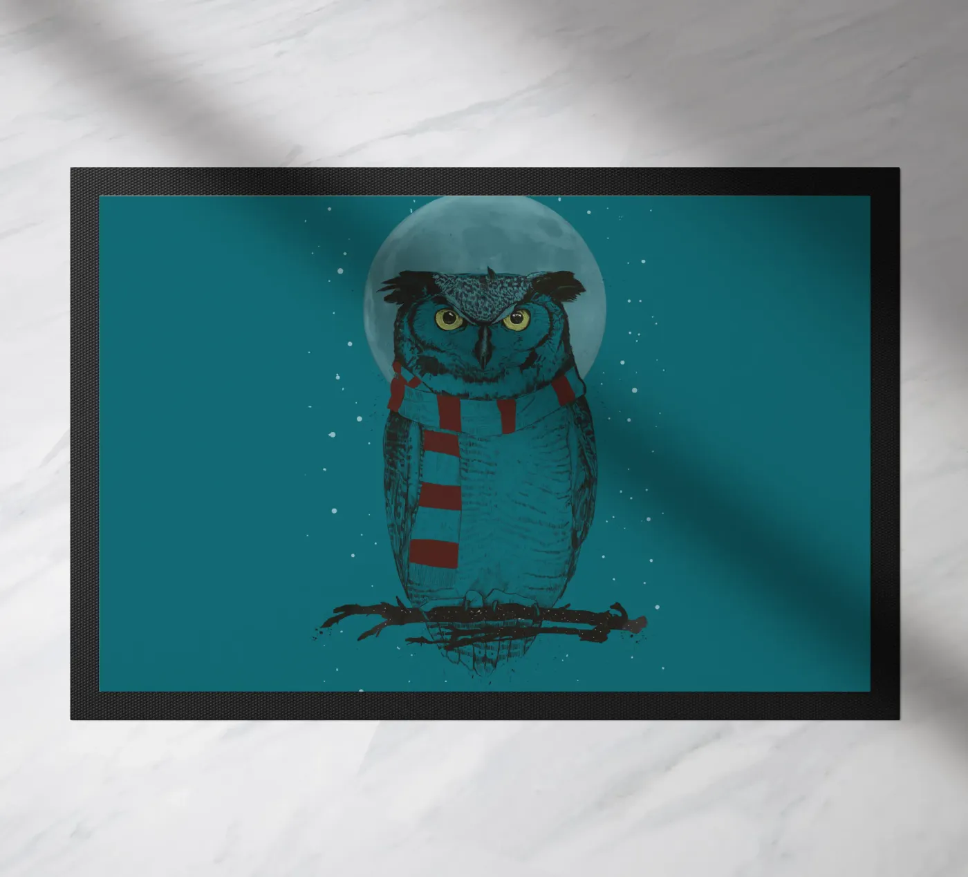 Winter Owl doormat by Balazs Solti