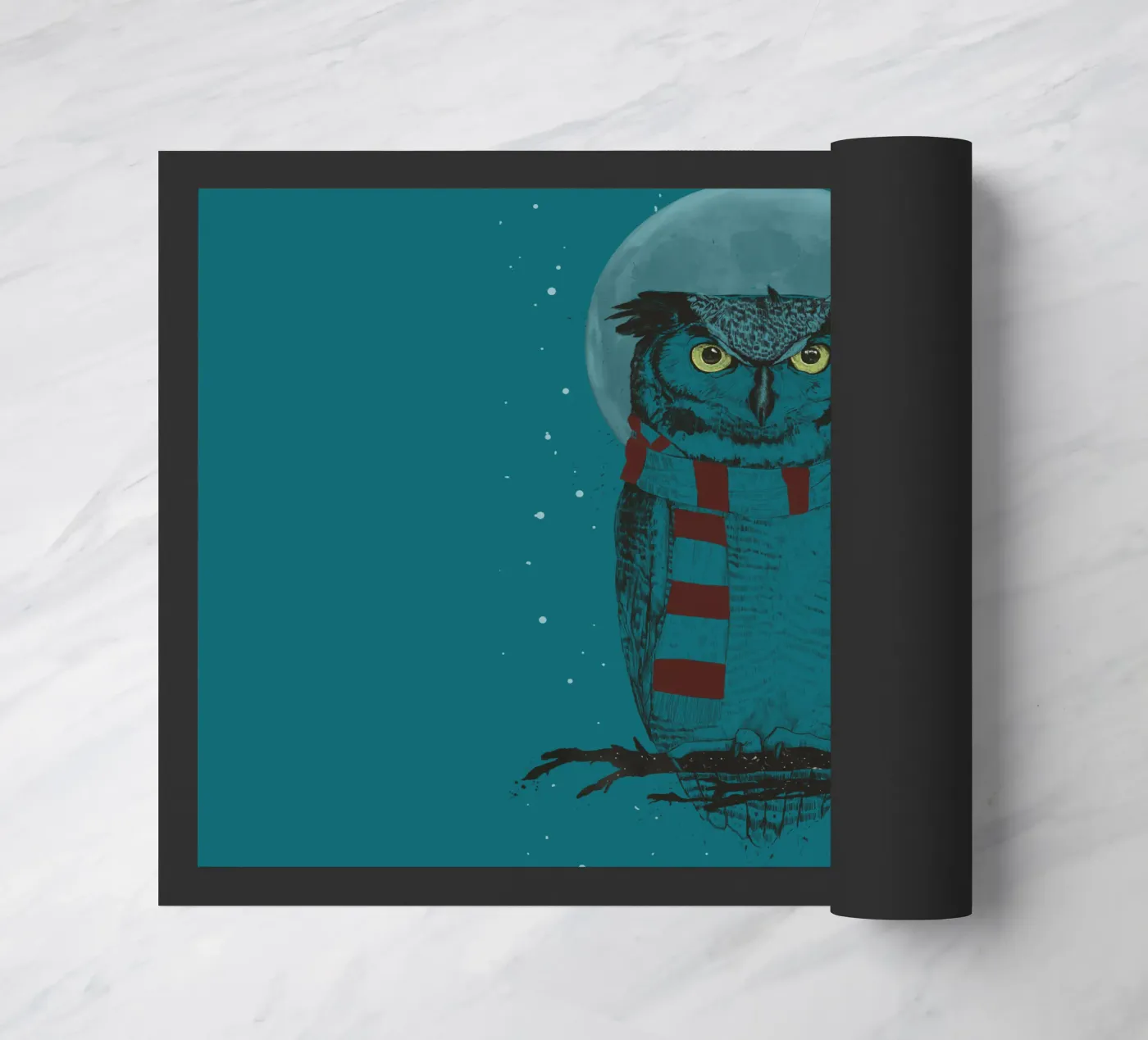 Winter Owl doormat by Balazs Solti
