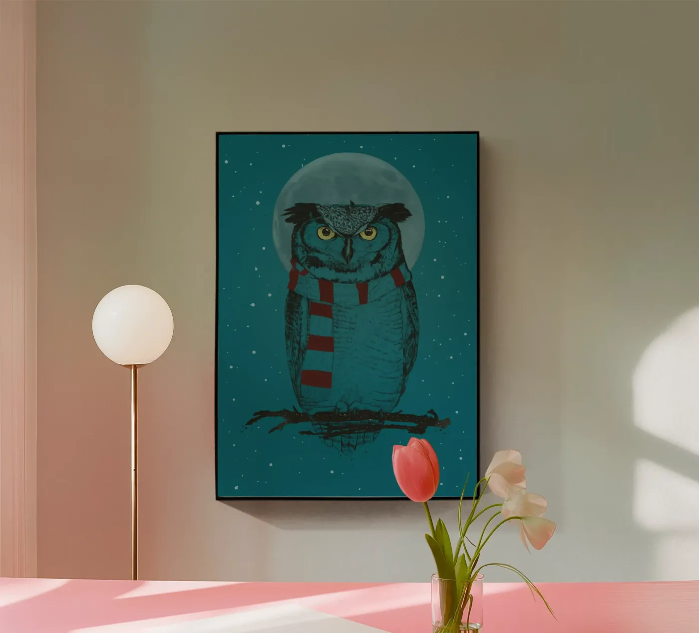Winter Owl acryl van Balazs Solti