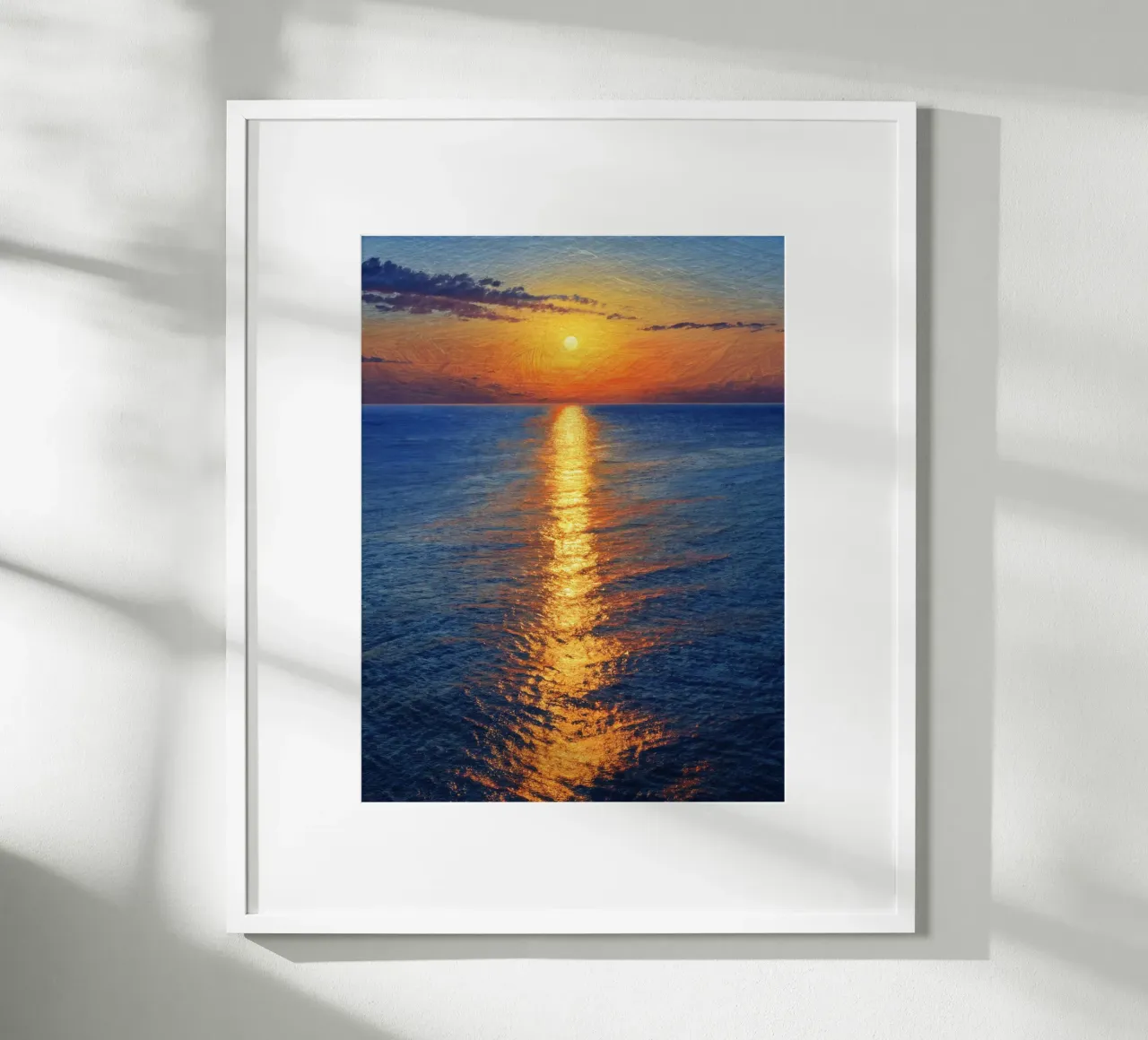 Sentiero d'oro verso l'orizzonte: Un sereno tramonto sul mare poster da Artistic-shop