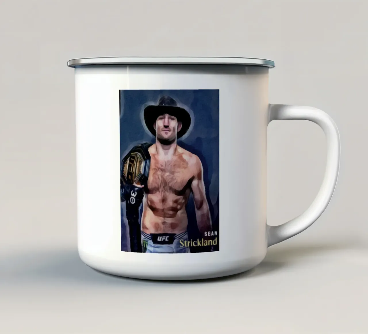 Sean Strickland Campione UFC 2023 tazza in smalto da dan band