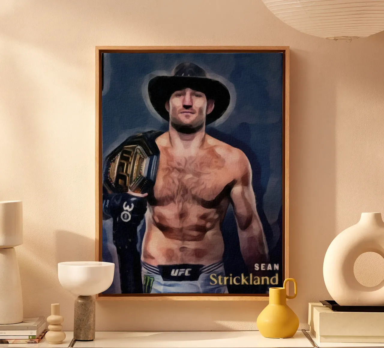 Sean Strickland Campione UFC 2023 tela con Cornice a cassetta da dan band