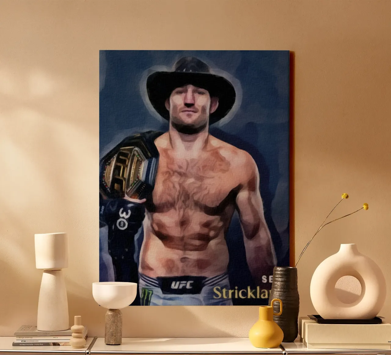 Sean Strickland Campione UFC 2023 tela con Cornice a cassetta da dan band