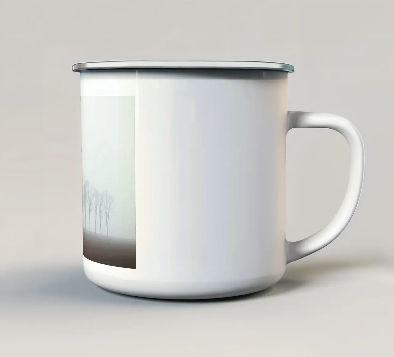 Le sentinelle del silenzio: Una mistica mattinata d'inverno nel F tazza in smalto da Artistic-shop