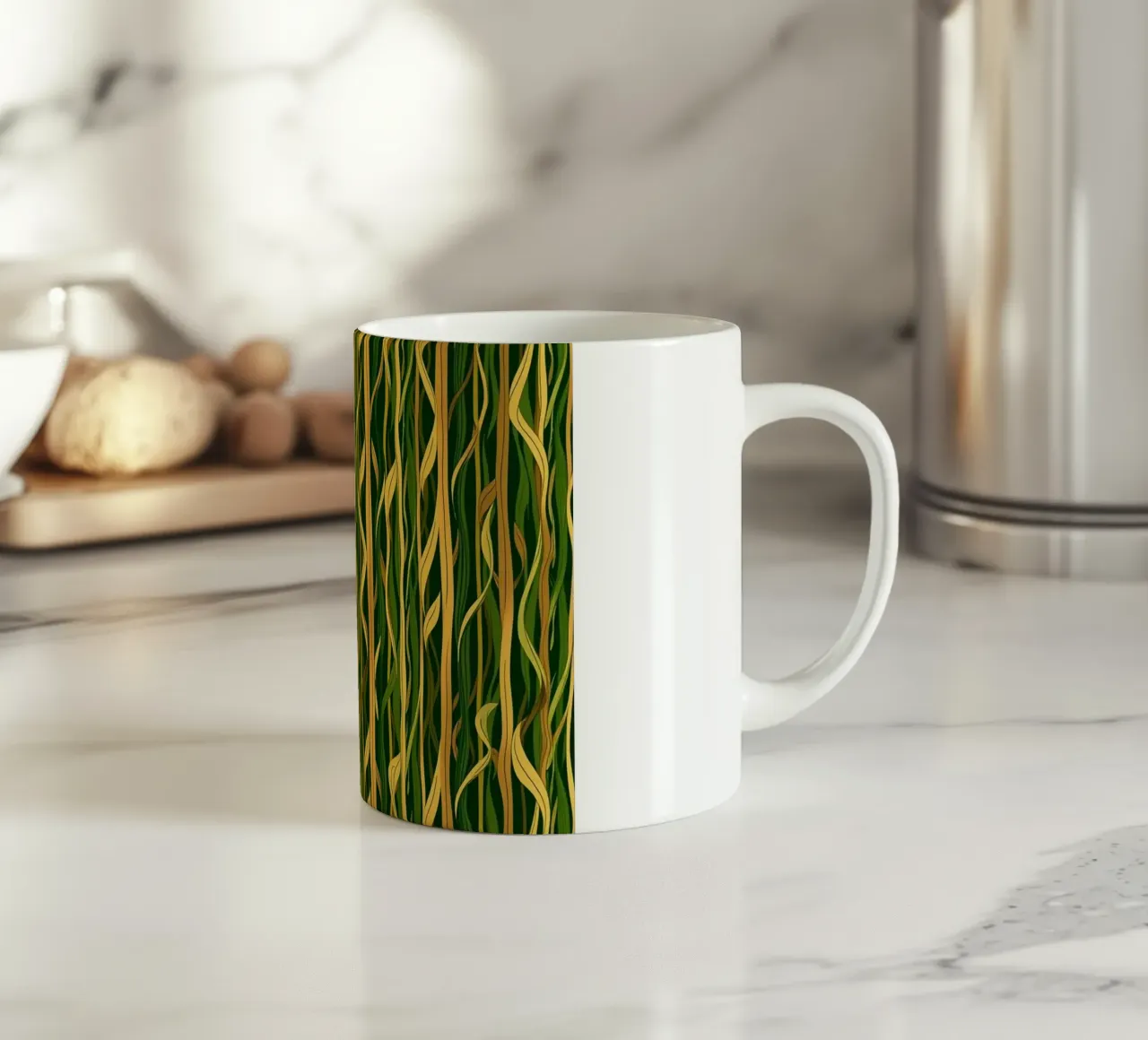 Patte botaniche naturali di salice piangente e di erba alta. tazza in ceramica da Artistic-shop