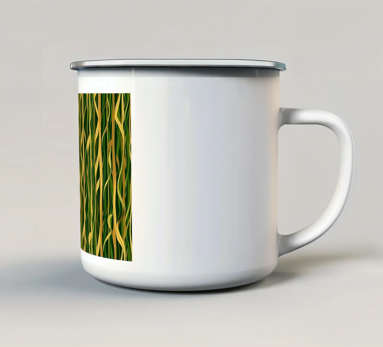 Patte botaniche naturali di salice piangente e di erba alta. tazza in smalto da Artistic-shop