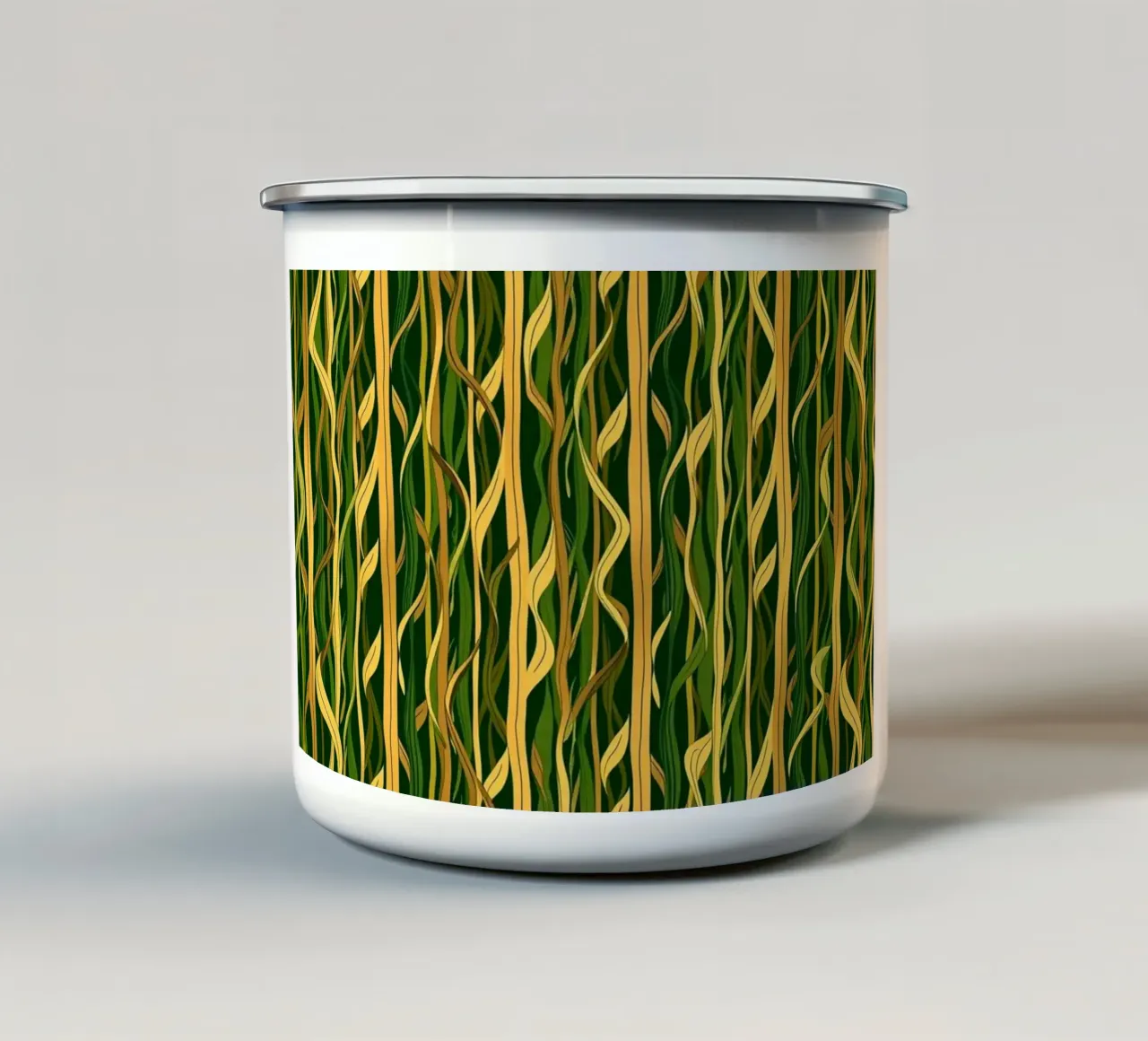 Patte botaniche naturali di salice piangente e di erba alta. tazza in smalto da Artistic-shop