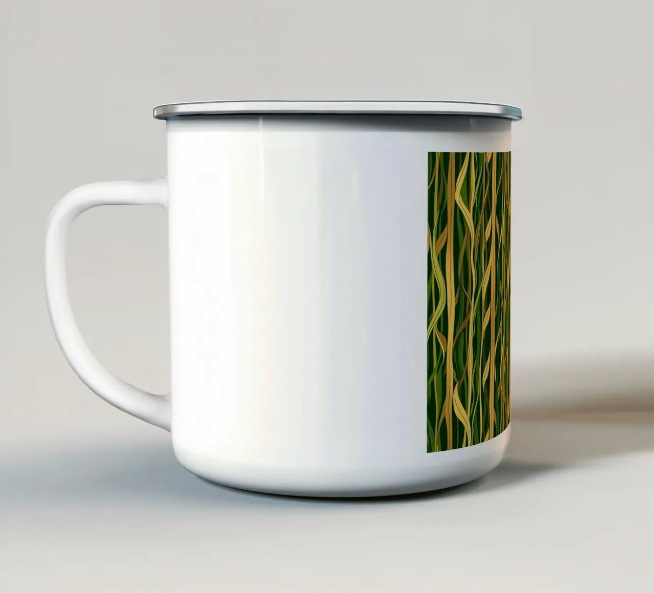 Patte botaniche naturali di salice piangente e di erba alta. tazza in smalto da Artistic-shop