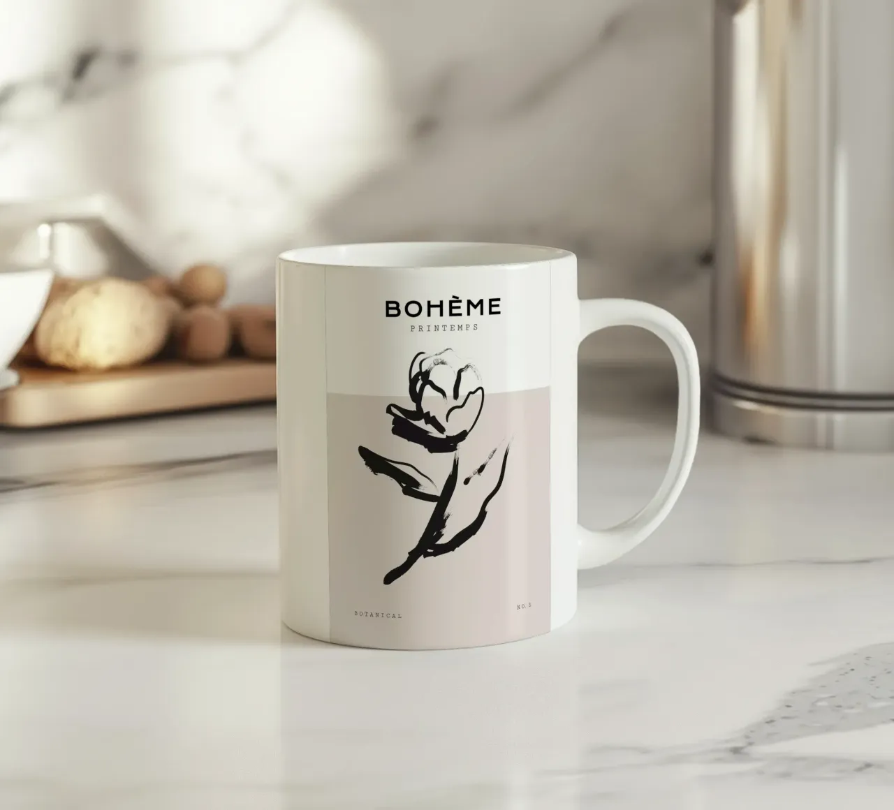 Boho Bohemian 1 Rose tazza in ceramica da Boho Print Collection