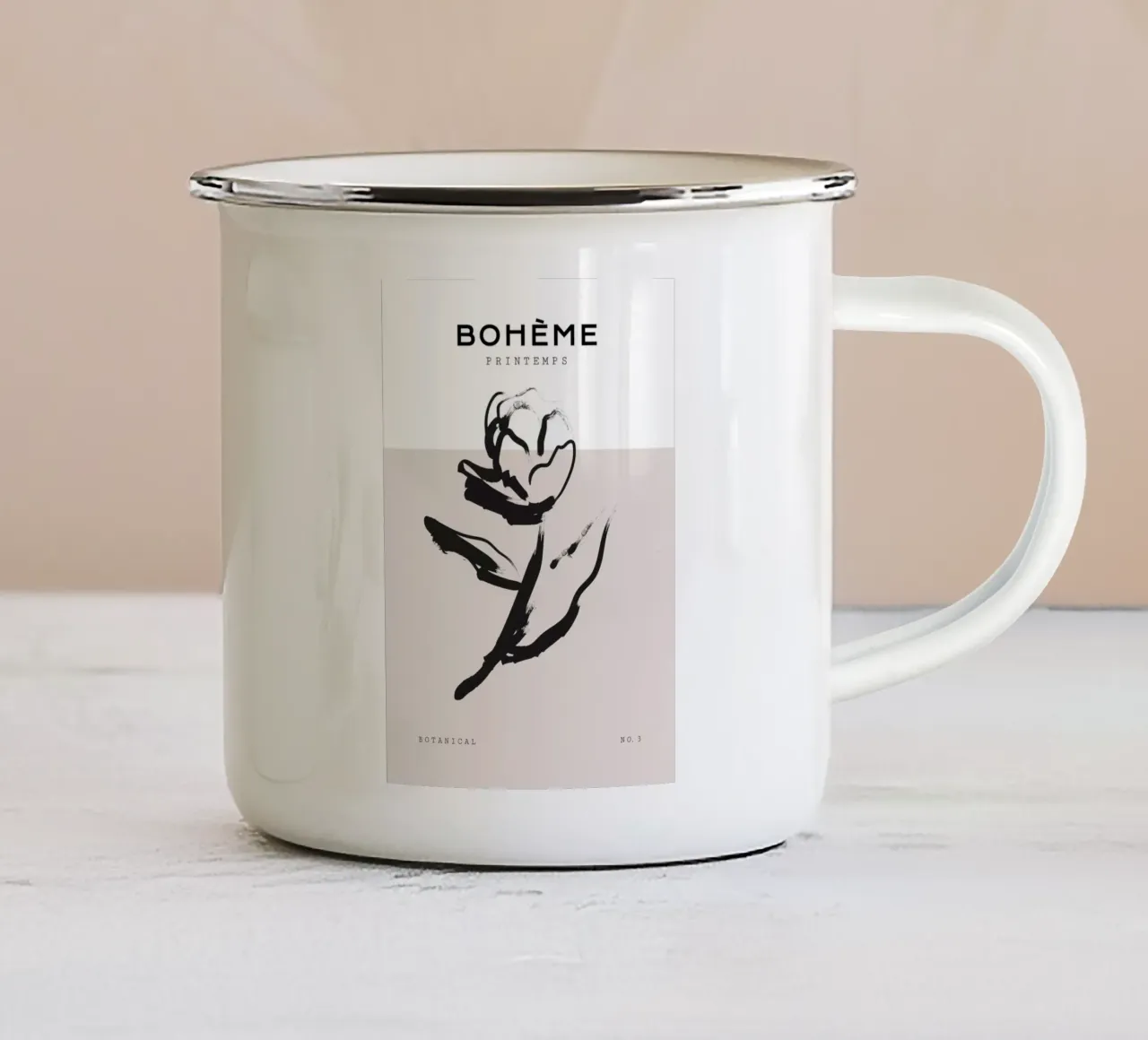 Boho Bohemian 1 Rose tazza in smalto da Boho Print Collection