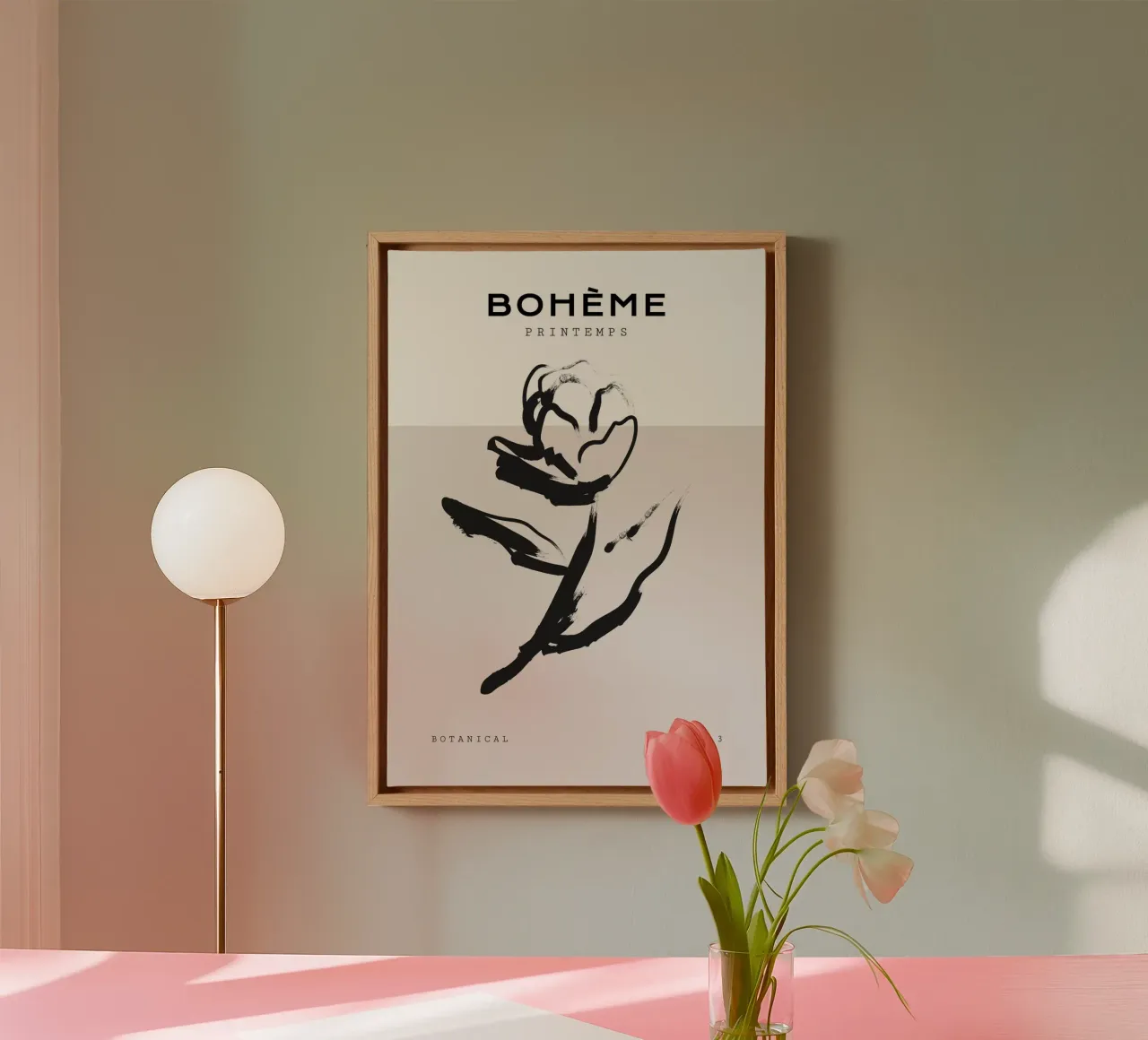 Boho Bohemian 1 Rose tela con Cornice a cassetta da Boho Print Collection