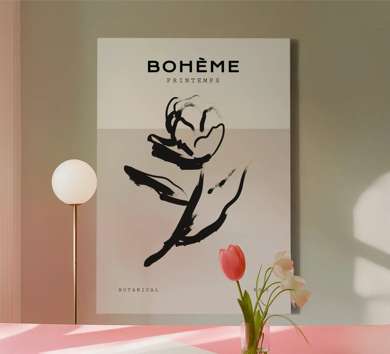 Boho Bohemian 1 Rose tela con Cornice a cassetta da Boho Print Collection