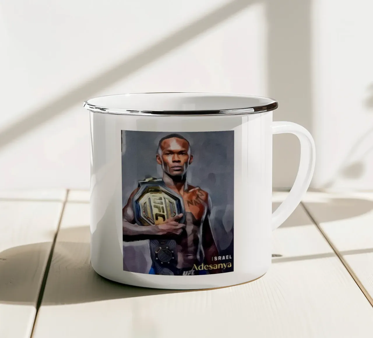 israel adesanya campione UFC 2022 tazza in smalto da dan band
