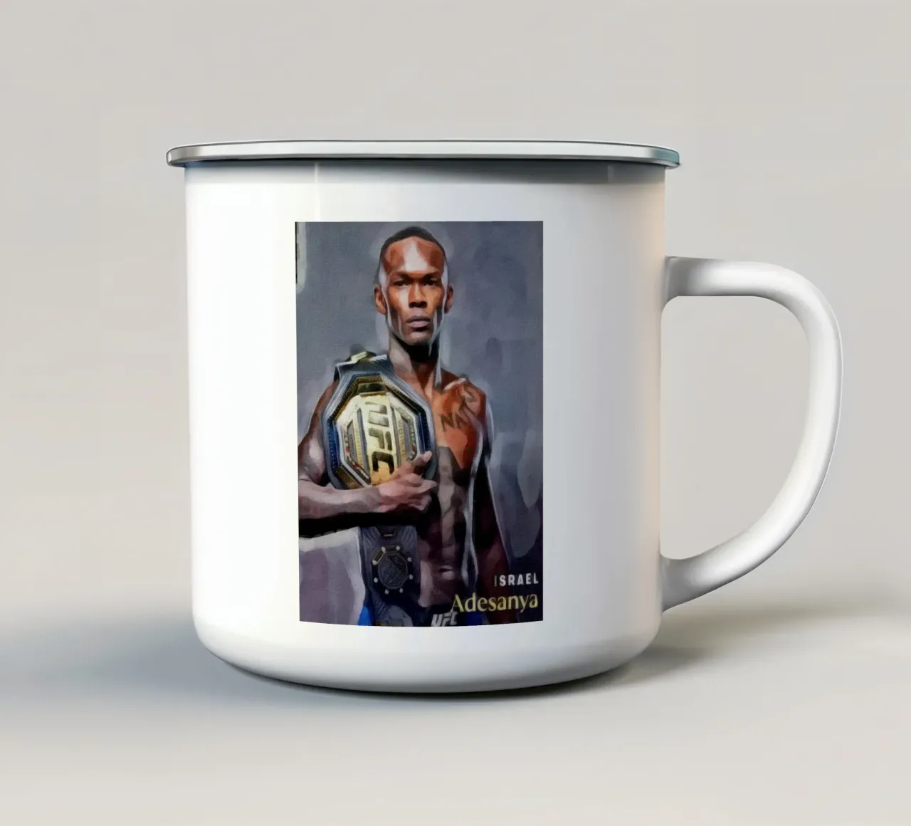 israel adesanya campione UFC 2022 tazza in smalto da dan band