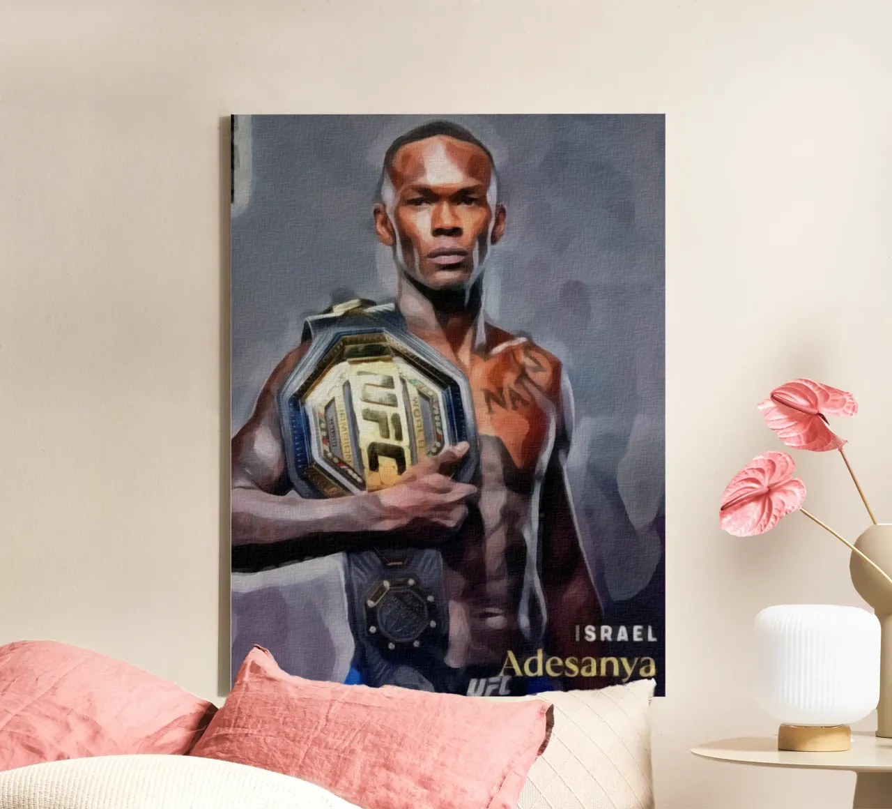 israel adesanya campione UFC 2022 tela con Cornice a cassetta da dan band