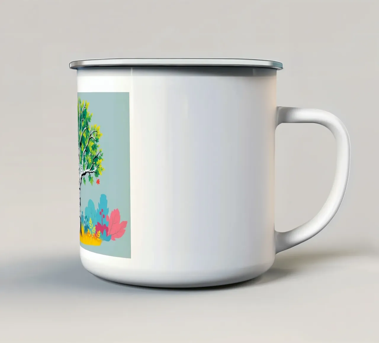 Tranquil Birch: un'oasi autunnale vibrante tazza in smalto da Artistic-shop