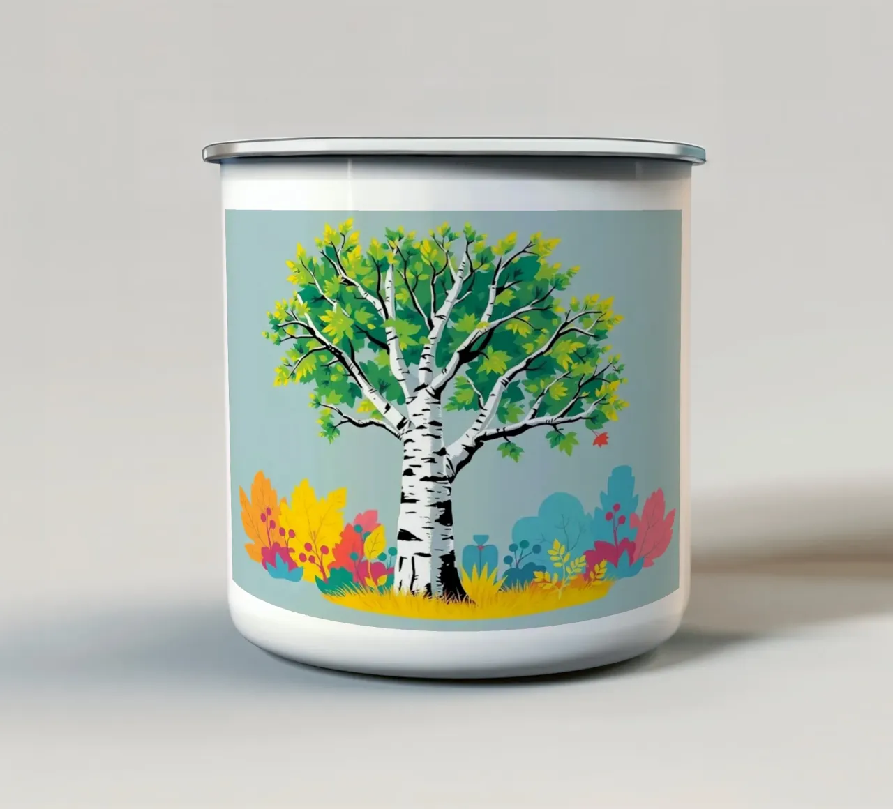 Tranquil Birch: un'oasi autunnale vibrante tazza in smalto da Artistic-shop
