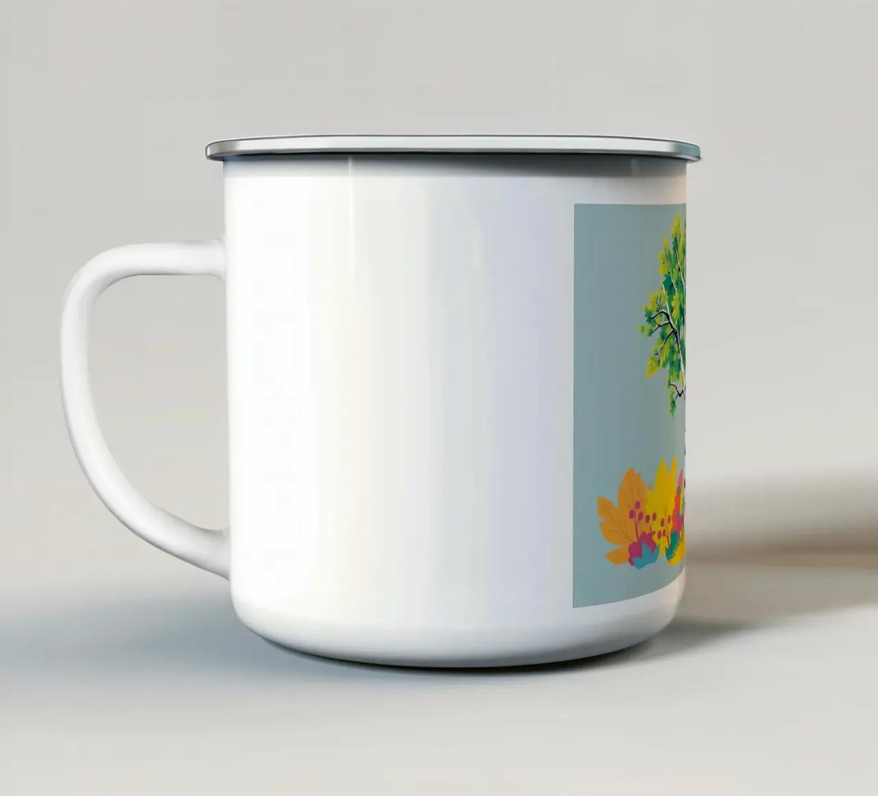 Tranquil Birch: un'oasi autunnale vibrante tazza in smalto da Artistic-shop