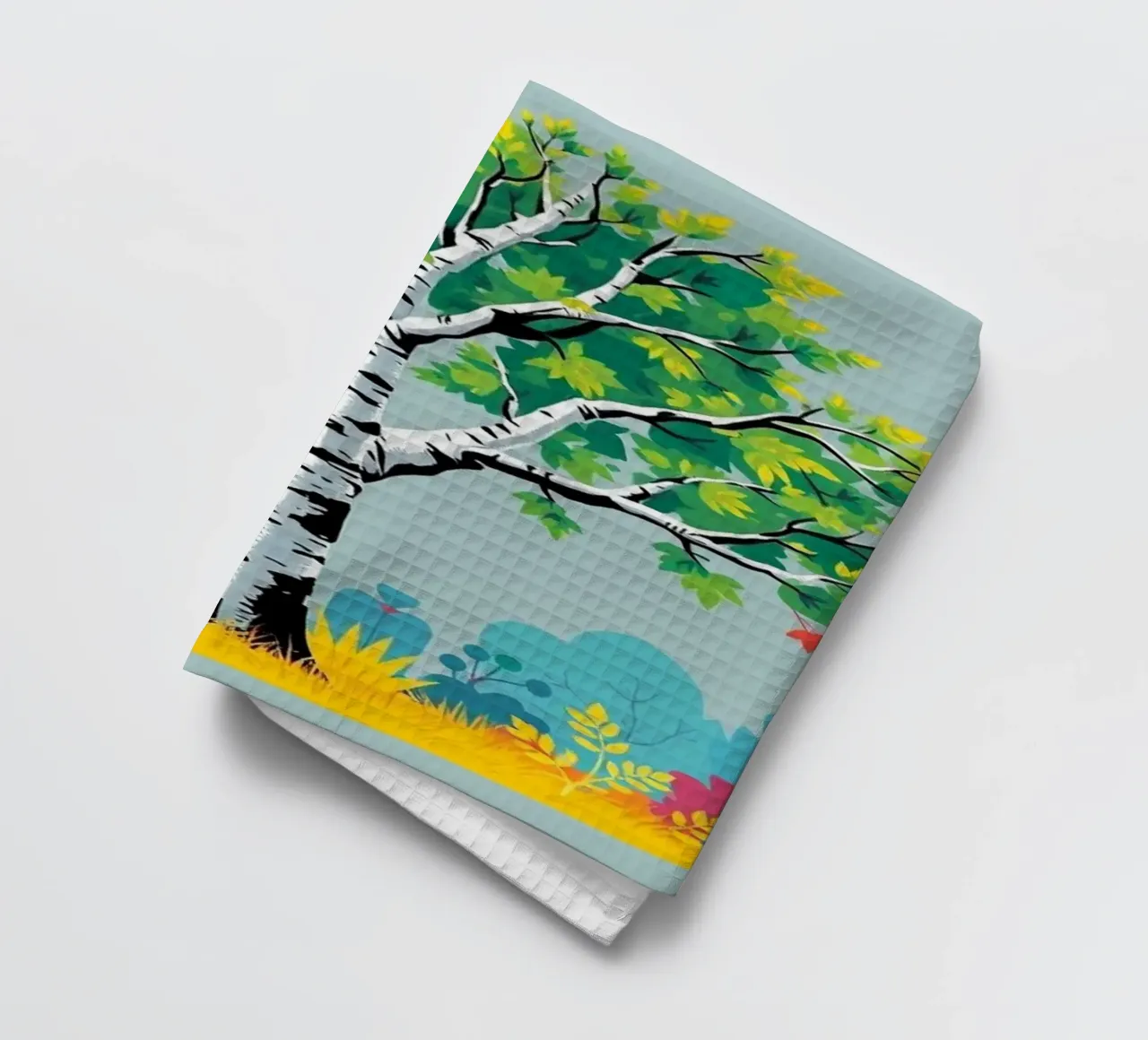 Tranquil Birch : une oasis automnale vibrante torchon de Artistic-shop
