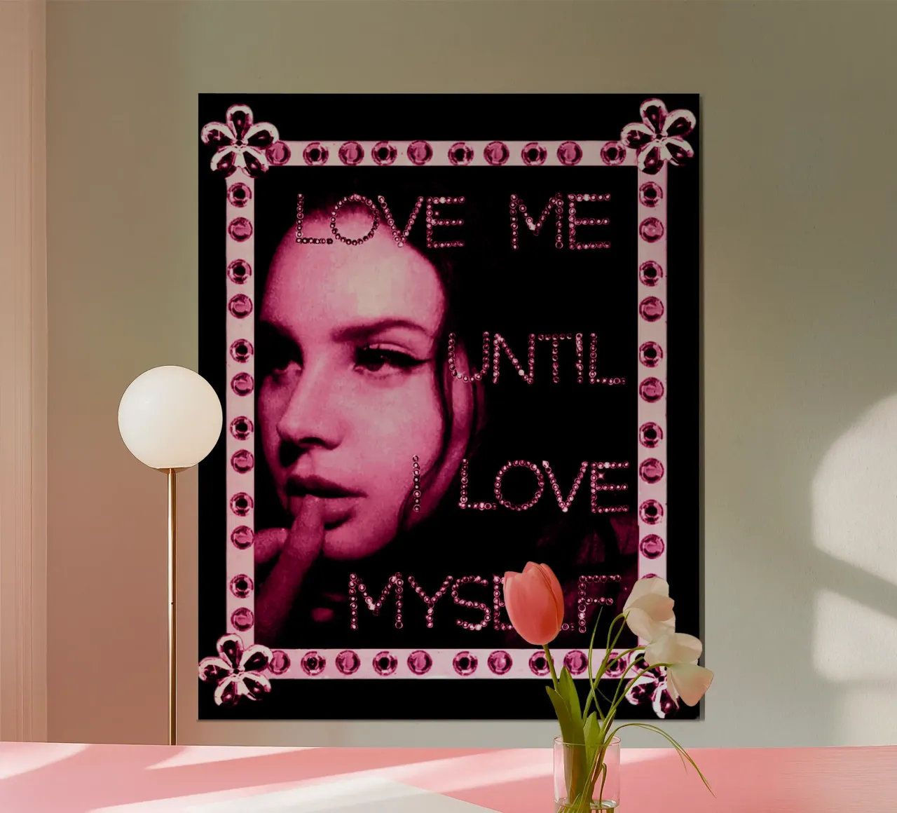Liebe mich, bis ich mich selbst liebe Lana Del Rey Poster mit Kunststoffrahmen von eliouxence
