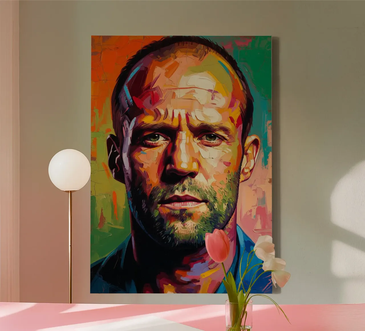 Jason Statham abstract kunstschilderij canvas met Baklijst van Lembayung art