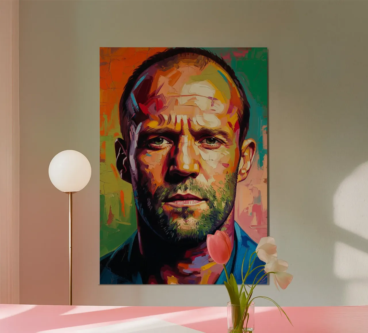 Jason Statham abstrakte Kunst Gemälde Poster mit Holzrahmen von Lembayung art