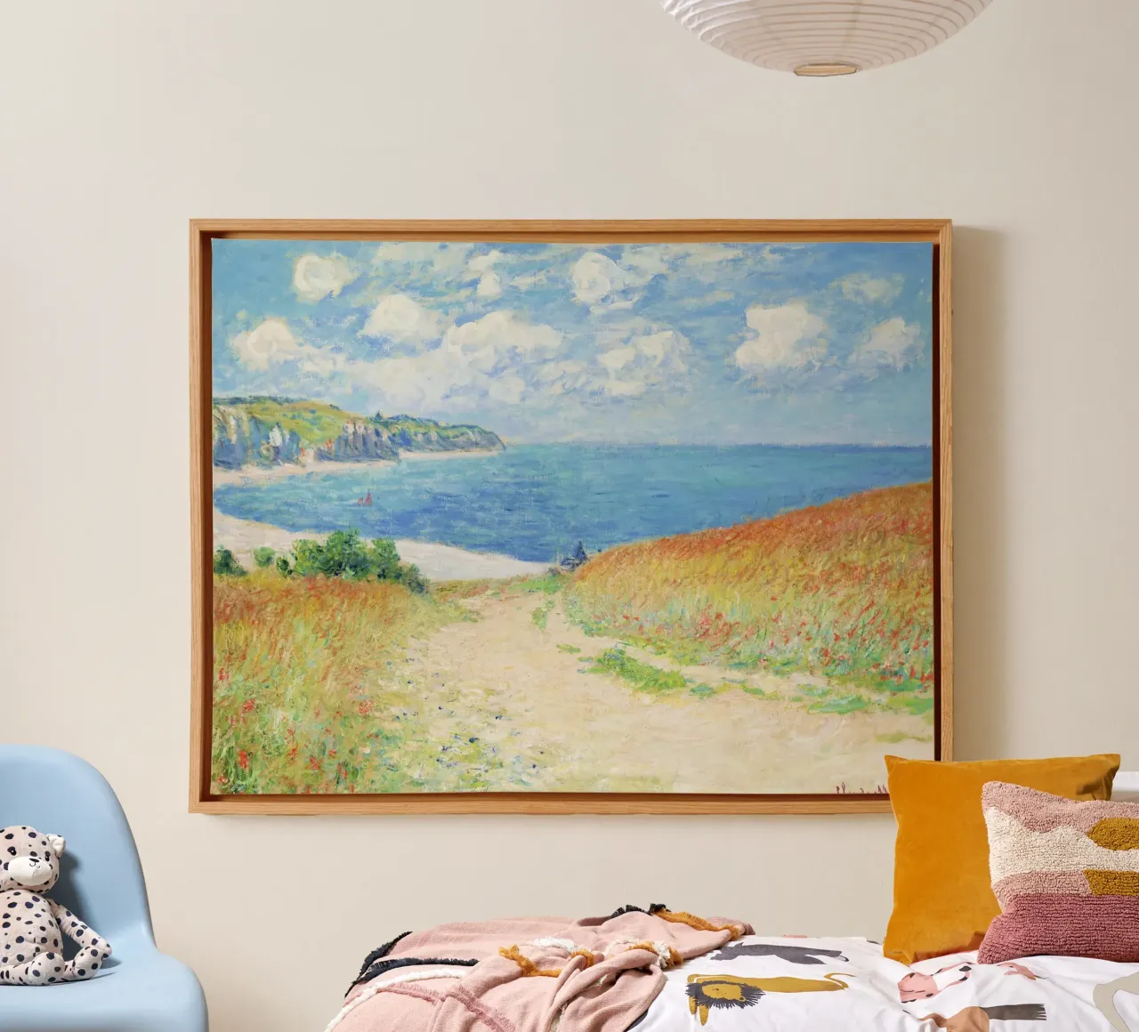 Claude Monet’s Path in the Wheat Fields at Pourville canvas with Floater frame by Monet Art Prints