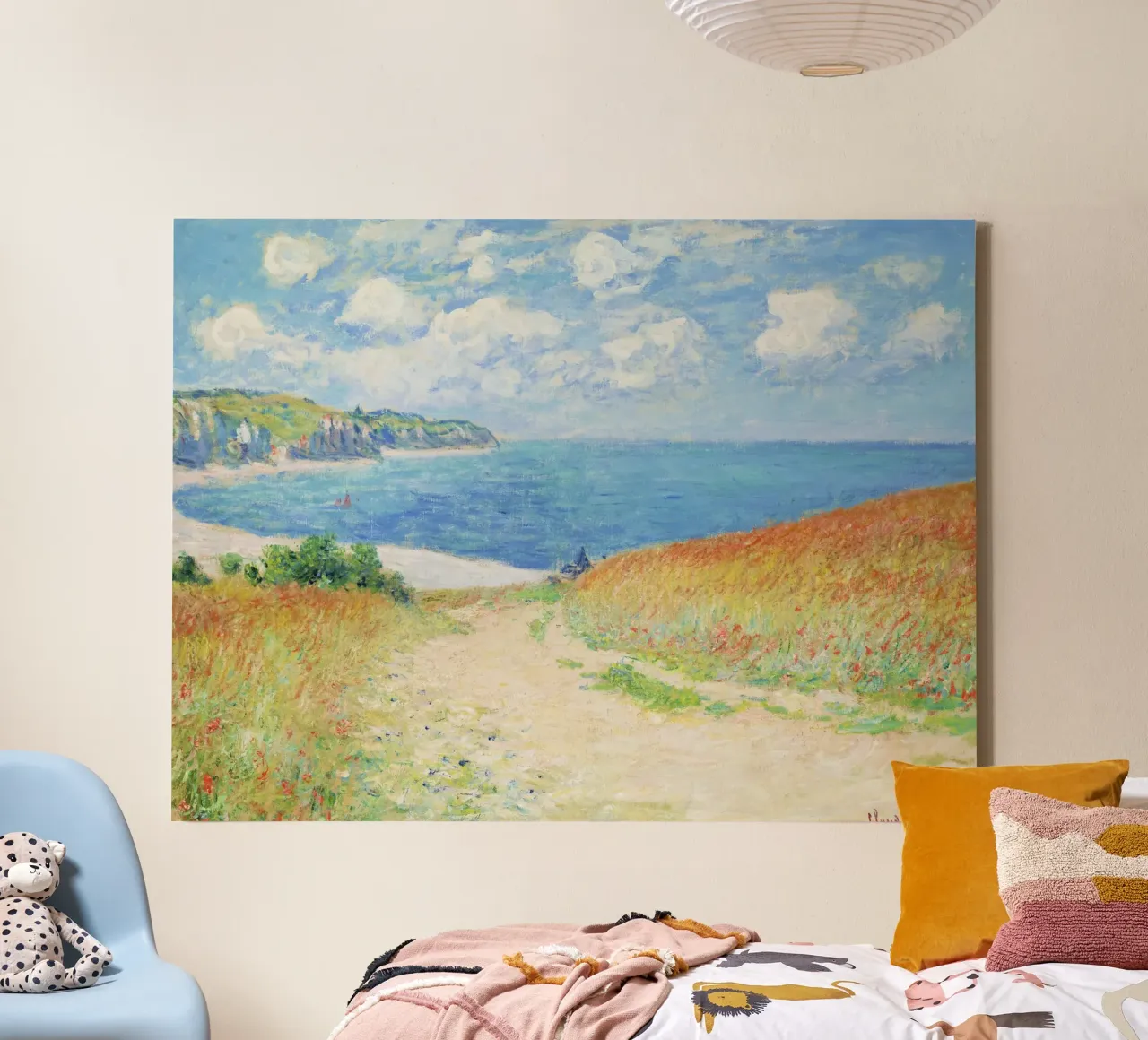 Claude Monet’s Path in the Wheat Fields at Pourville canvas with Floater frame by Monet Art Prints