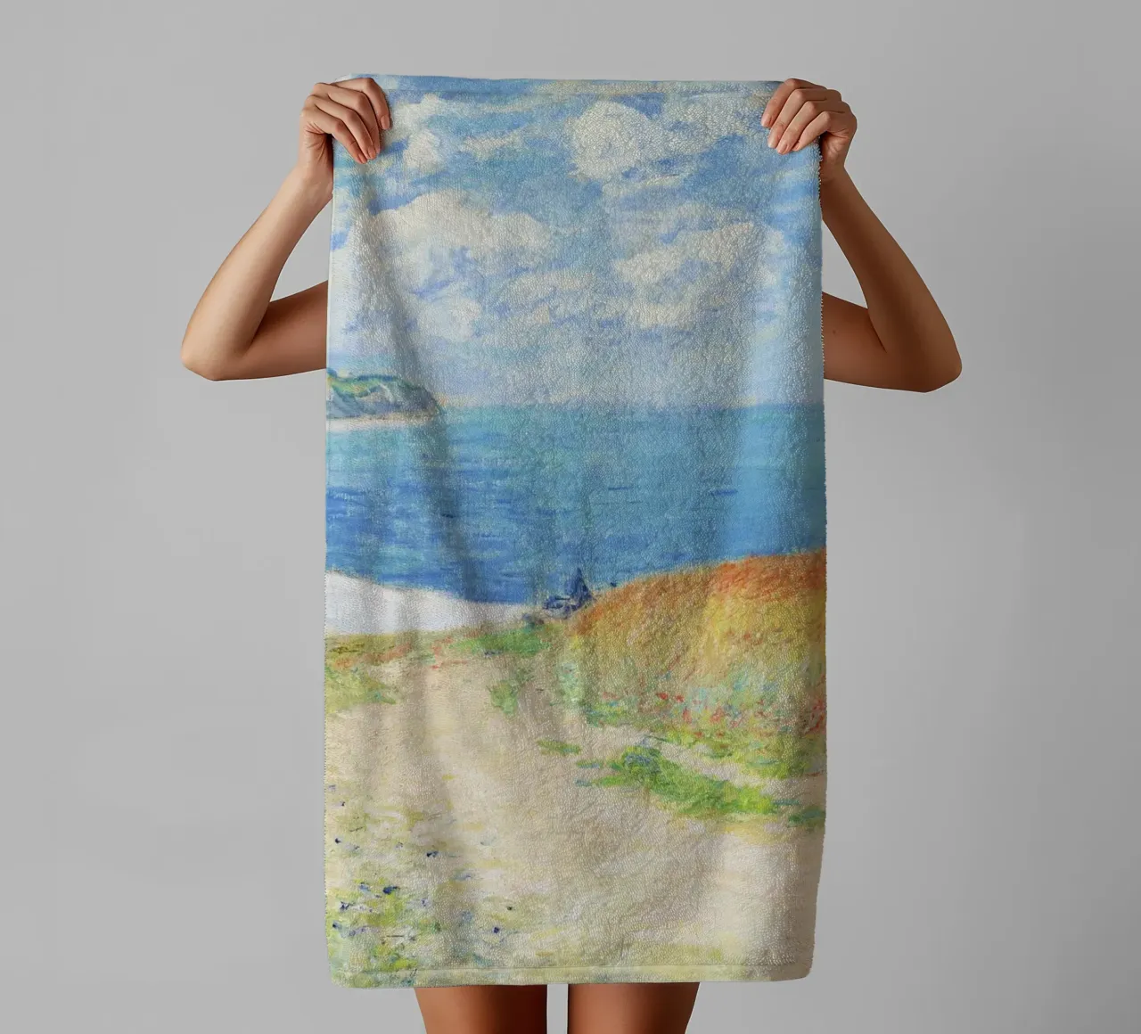 Claude Monet’s Path in the Wheat Fields at Pourville i towel by Venus Art