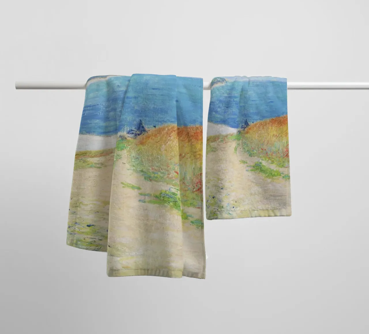 Claude Monet’s Path in the Wheat Fields at Pourville i towel by Venus Art