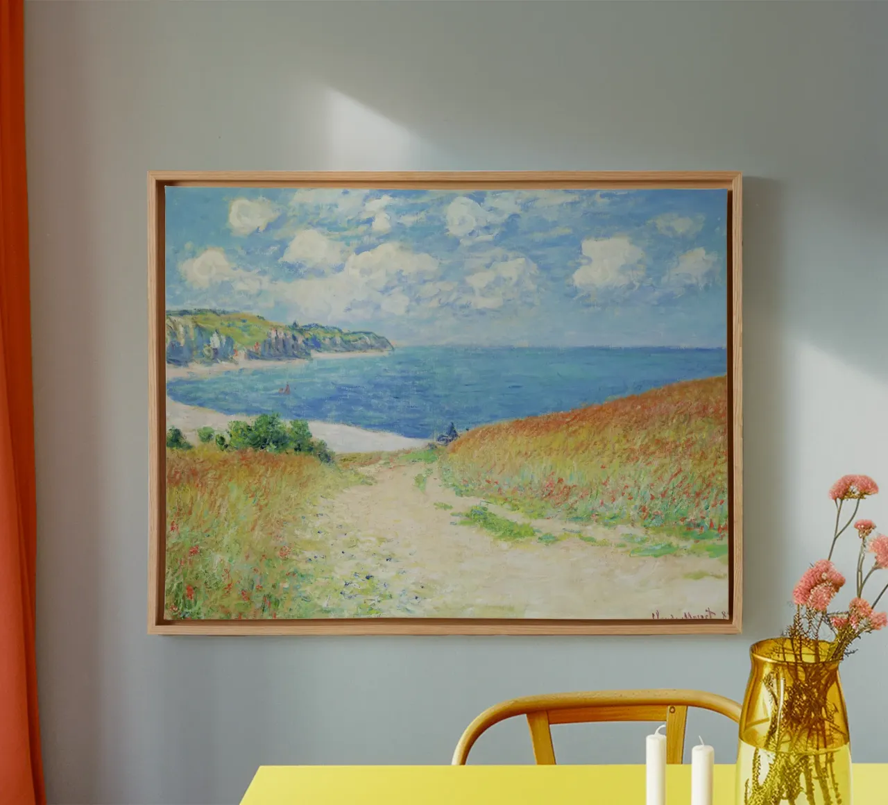 Claude Monet’s Path in the Wheat Fields at Pourville i canvas with Floater frame by Venus Art