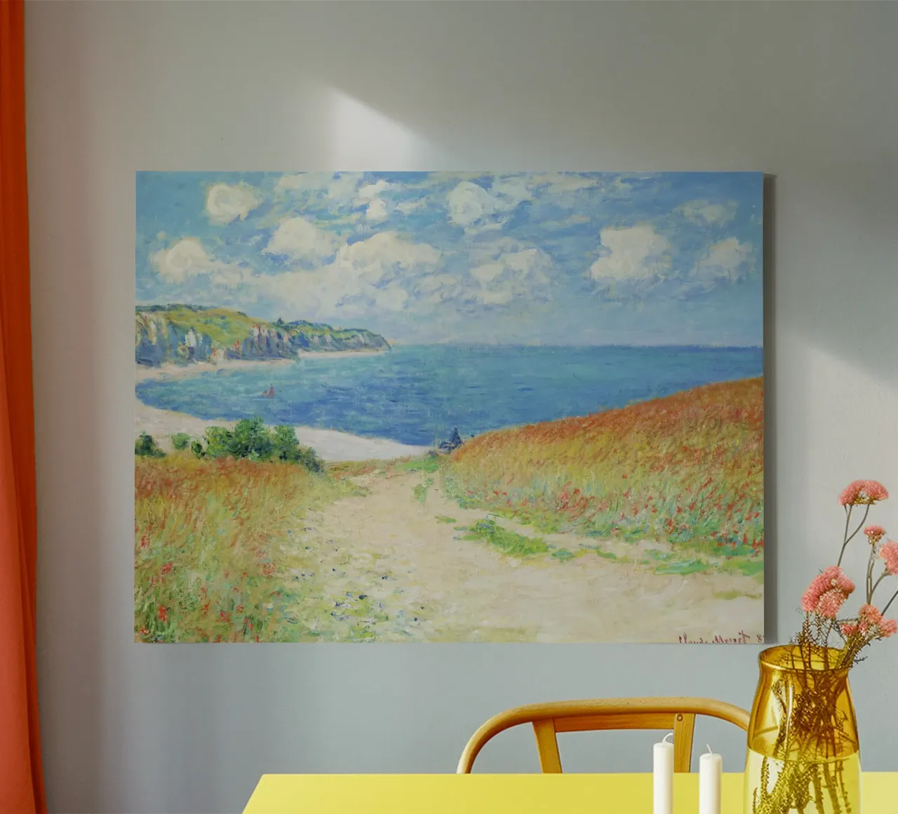 Claude Monet’s Path in the Wheat Fields at Pourville i canvas with Floater frame by Venus Art