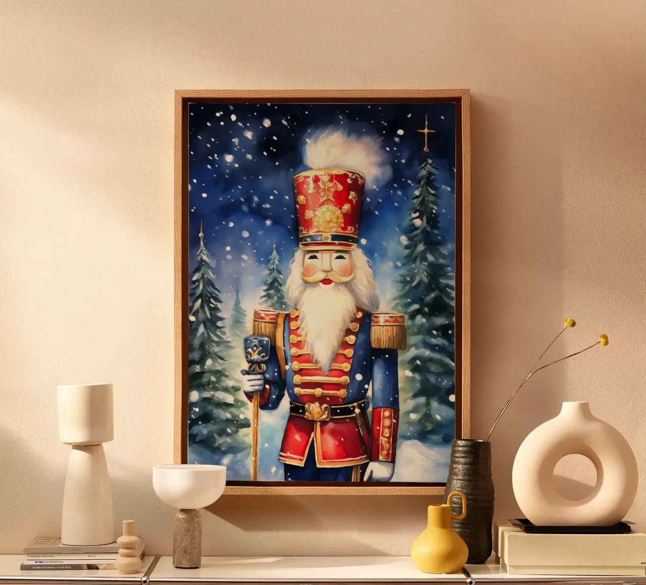 Christmas Nutcracker canvas with Floater frame by Fleur de Lys