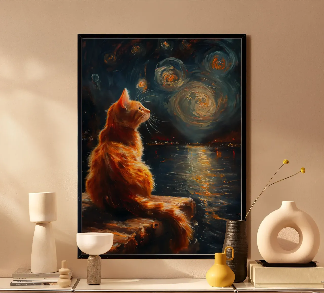Ginger Cat Notte stellata poster da Stellar Creative