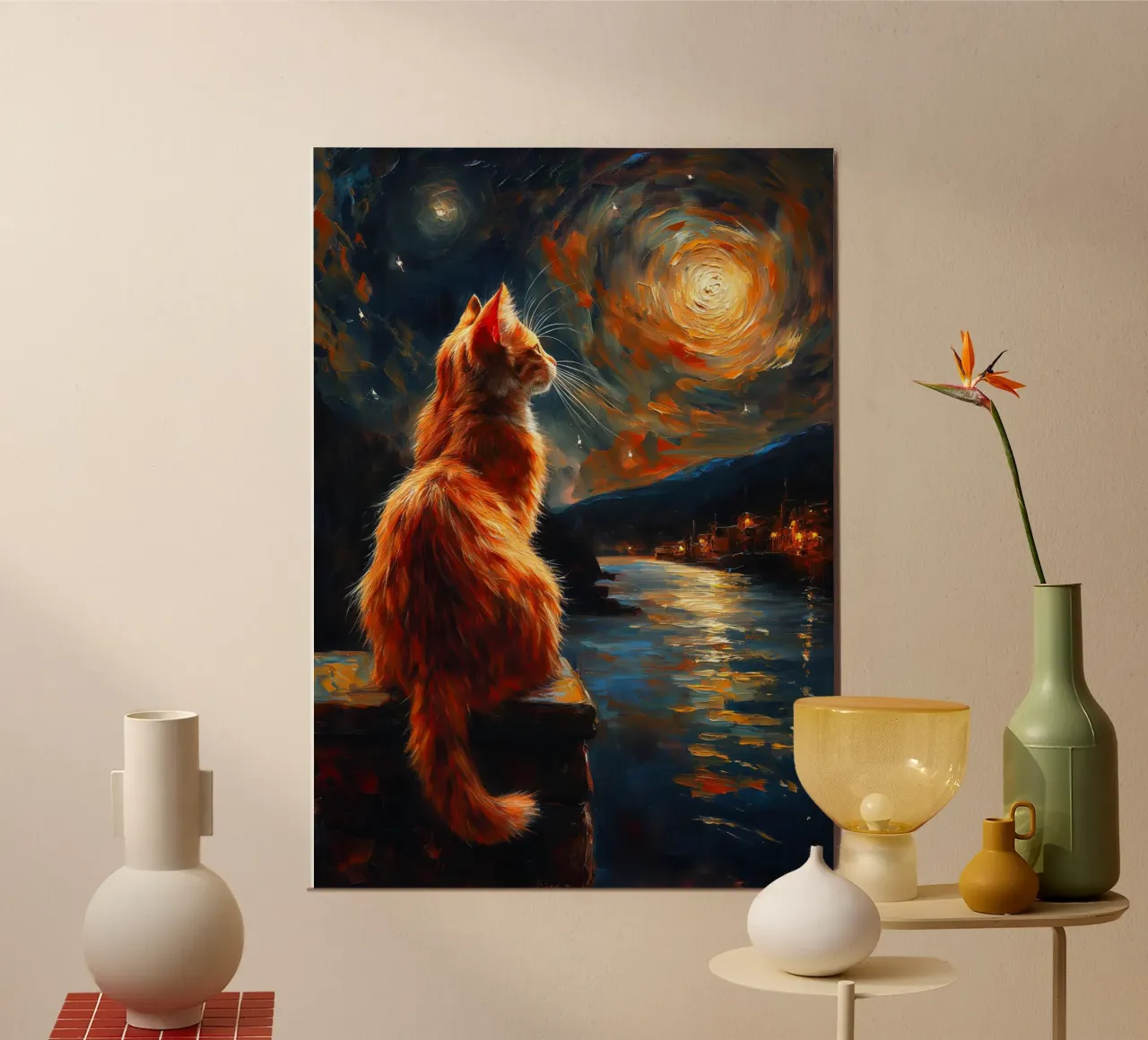 Ginger Cat Notte stellata poster da Stellar Creative