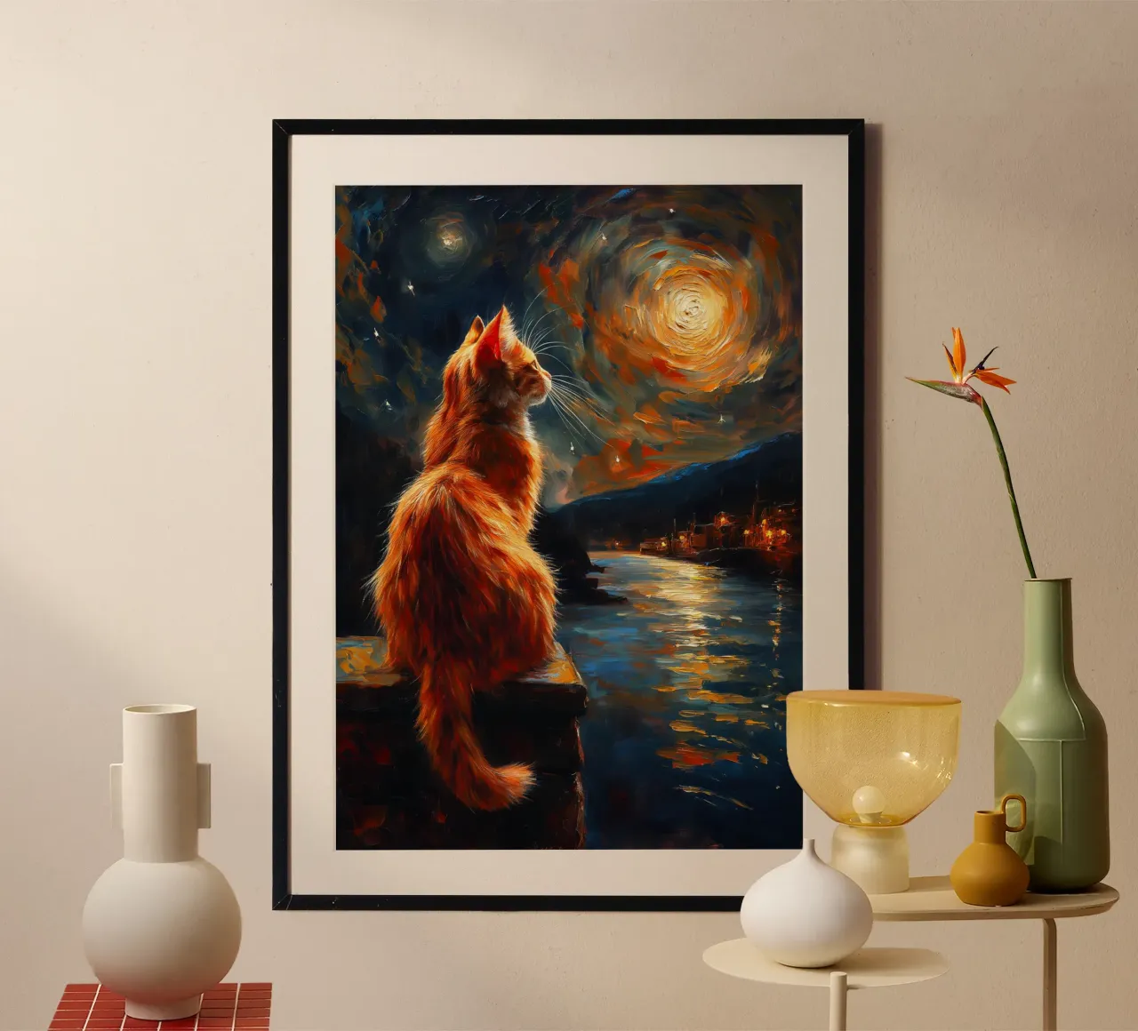 Ginger Cat Notte stellata poster da Stellar Creative