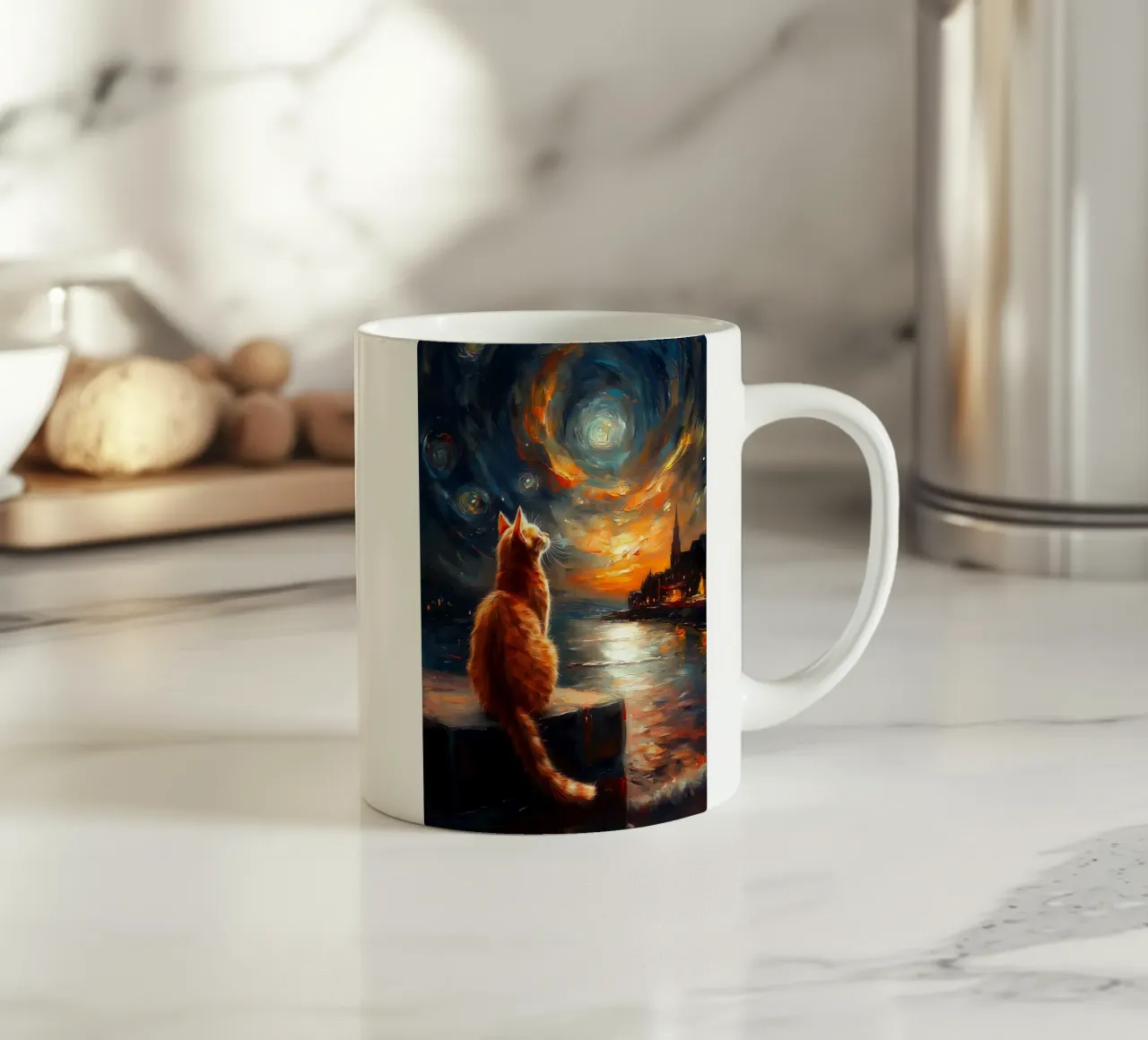 Ginger Cat Notte stellata tazza in ceramica da Stellar Creative