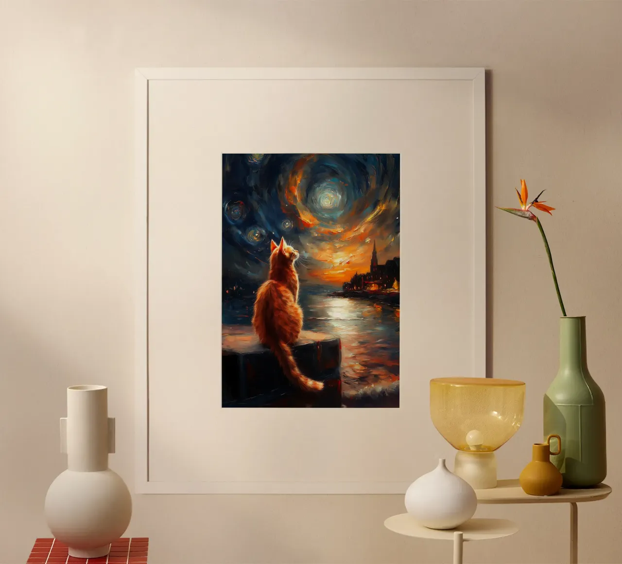 Ginger Cat Notte stellata poster da Stellar Creative
