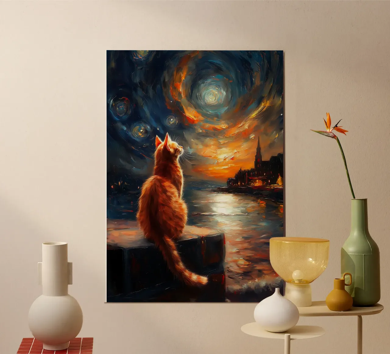 Ginger Cat Notte stellata poster da Stellar Creative