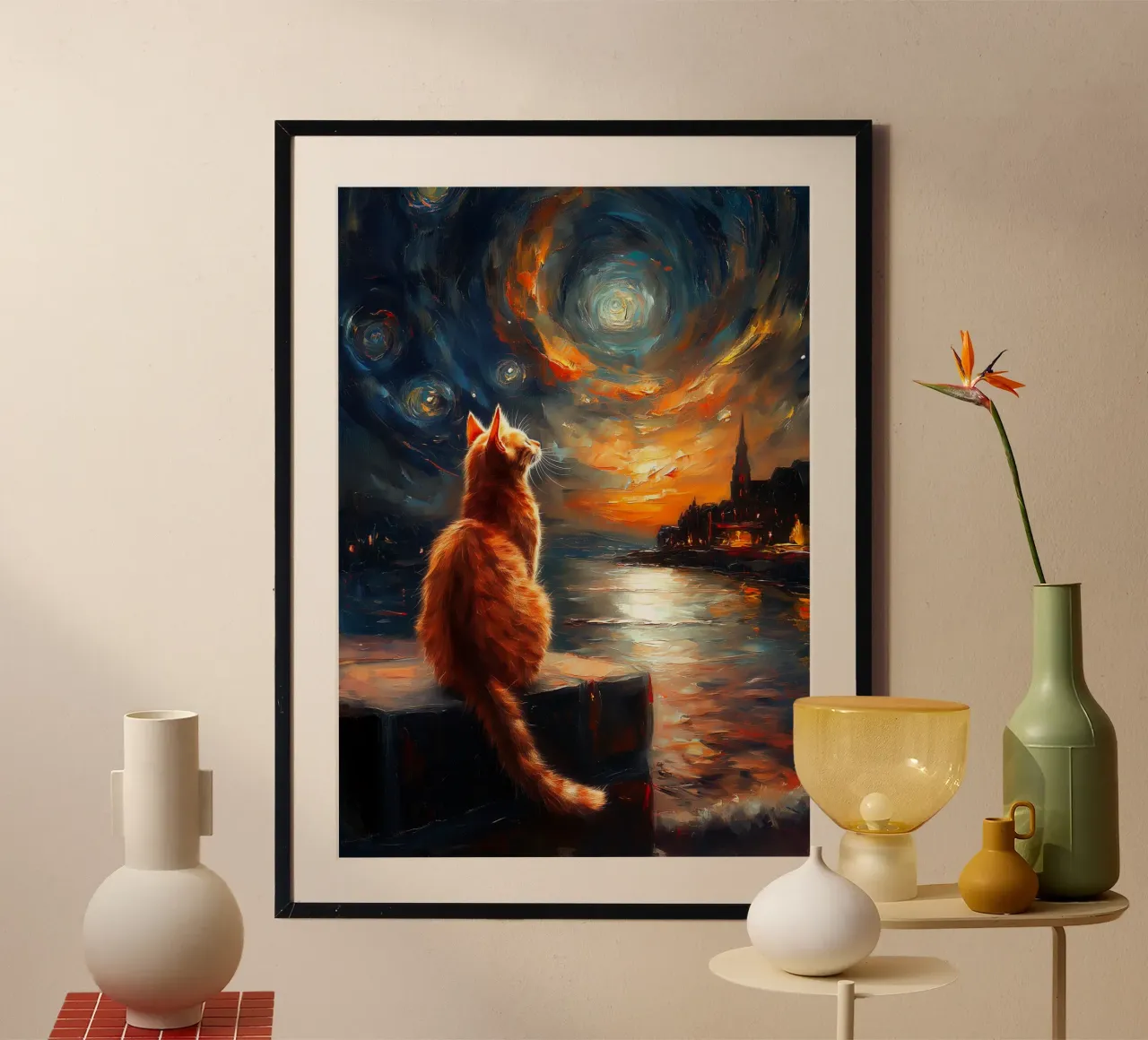 Ginger Cat Notte stellata poster da Stellar Creative