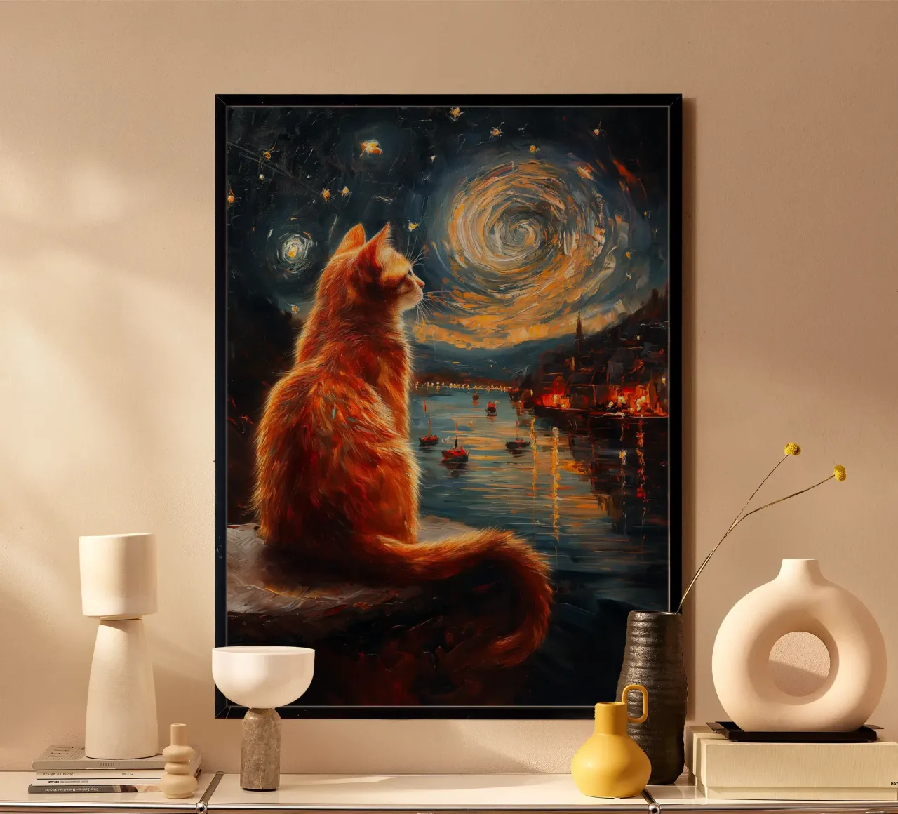 Ginger Cat Notte stellata poster da Stellar Creative