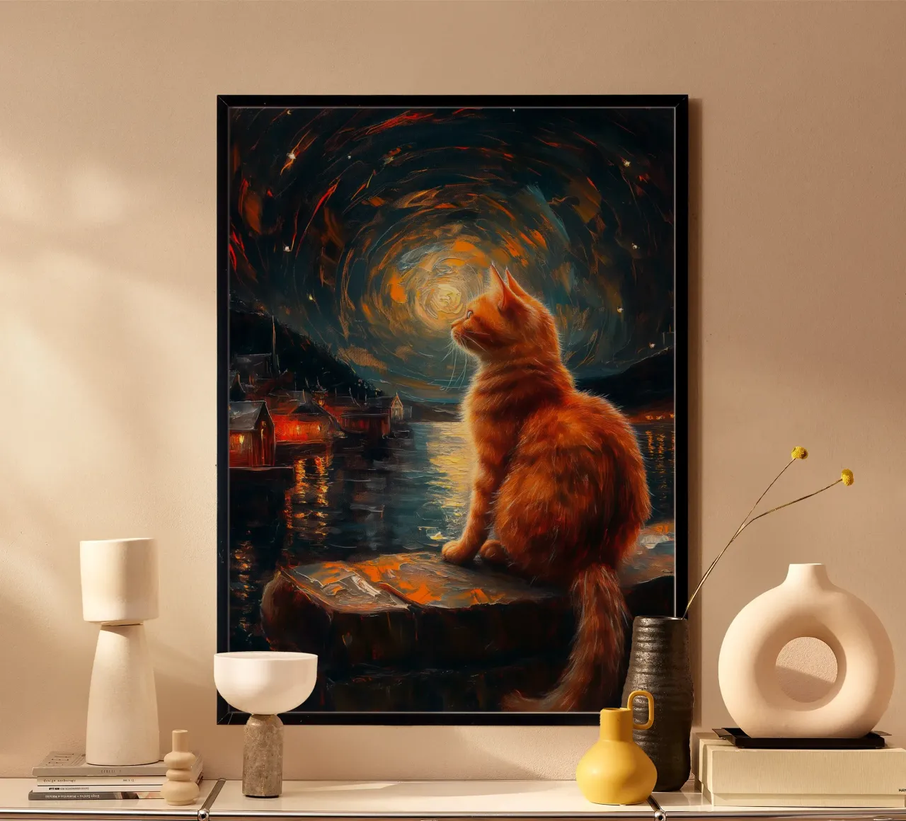 Ginger Cat Notte stellata poster da Stellar Creative