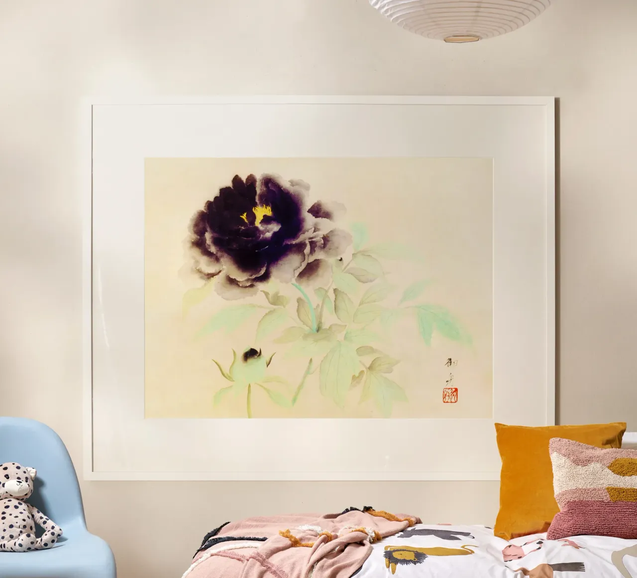 Peonie nere di Hayami Gyoshū. poster con telaio in plastica da Venus Art