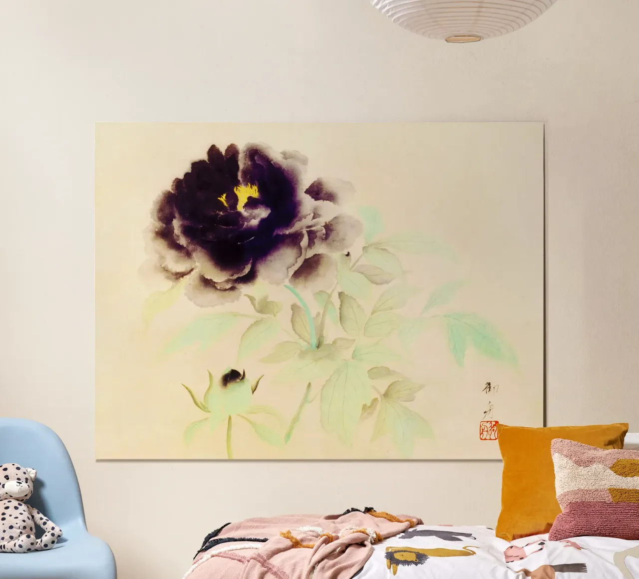 Peonie nere di Hayami Gyoshū. poster con telaio in plastica da Venus Art