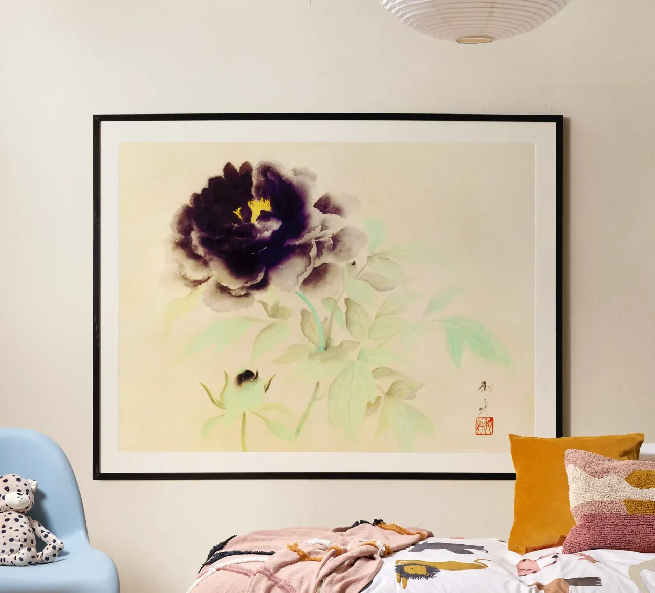 Peonie nere di Hayami Gyoshū. poster con telaio in plastica da Venus Art