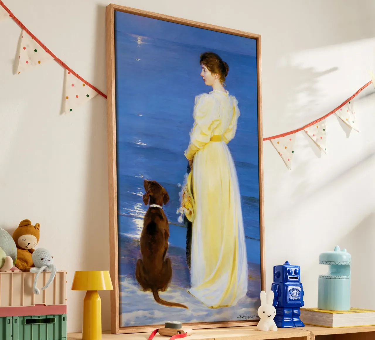 Sommerabend in Skagen Leinwand mit Schattenfugenrahmen von Venus Art